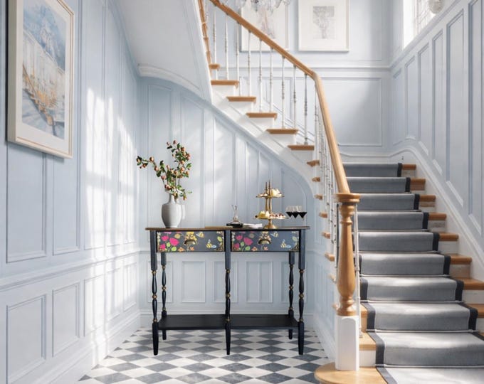 Black Garden Console Table with Hummingbirds and Bees | An Interior Statement