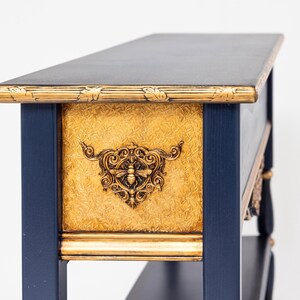 Commissioned Console Table With Fabric Inlay, Birds & Gilded Bees - Etsy
