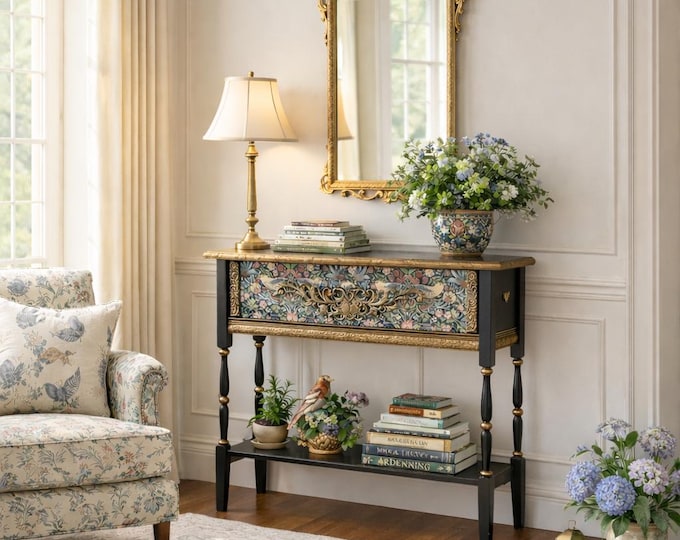 Handcrafted William Morris Console Table – English Cottage Entryway