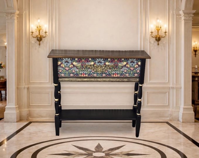 Strawberry Thief Inspired Console Table – Handcrafted William Morris Style Entryway Table