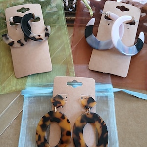 Tortoise Shell Earrings, 3 Different Styles, Free Shipping