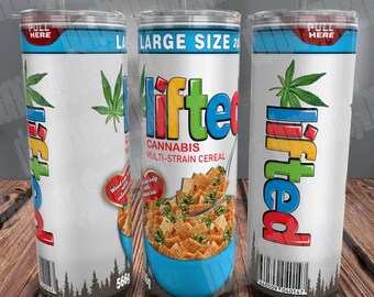 Lifted Cereal Weed Tumbler Wrap, 20oz Skinny Sublimation Design (PNG)
