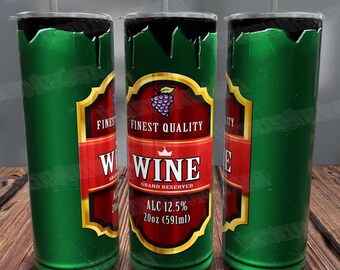 Broken Wine Bottle Tumbler Wrap, Funny Sarcastic Design (PNG Digital Download)