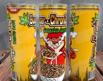 Sugar Chronic 20 oz Weed Cereal Tumbler Wrap, Funny 420 Marijuana 20oz Tumbler PNG, Pothead Stoner PNG, Seamless Wrap For Sublimation