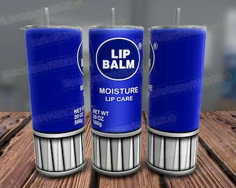 Lip Balm Tumbler Wrap PNG, Makeup Design (Digital Download)