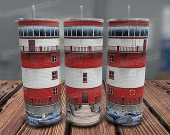 Lighthouse Tumbler Wrap, Fishing Boat Design (PNG Digital Download)