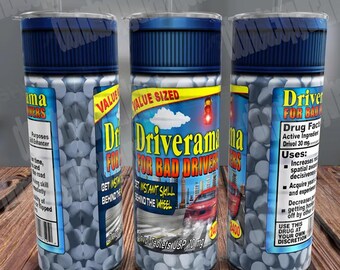 Funny Bad Driver Pills Tumbler Wrap, Gag Gift (Digital Download)