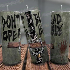 Scary 20oz Tumbler Wrap, Don&#39;t Open Dead Inside PNG, Halloween Tumbler PNG, Spooky Halloween Design, Horror Wrap For Sublimation, Christmas