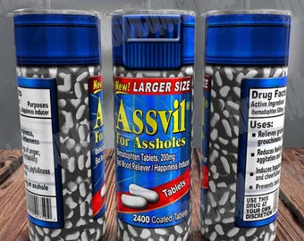 Assvil Pills Tumbler Wrap, Funny 20oz Sublimation Design (Digital Download)
