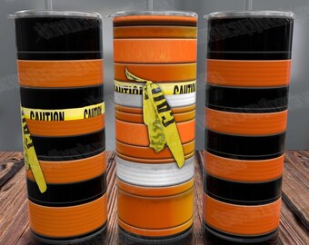 Construction Tumbler Wrap, Road Cones Design, Seamless Sublimation (Digital Download)
