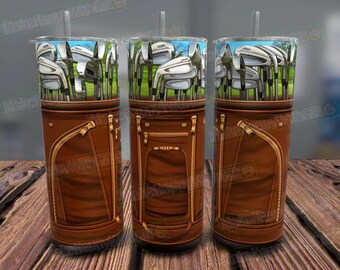 Golf Clubs Bag 20oz Tumbler Wrap, Golfer Gift (Digital File)