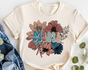 T-shirt Mimi floral personnalisé, cadeau fête des mères pour grand-mère, cadeaux Mimi, cadeau pour maman, chemise Mimi, cadeau chemise grand-mère personnalisé pour elle