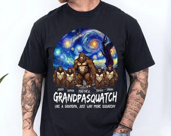 Custom Grandpasquatch Personalized Shirt - Father's Day Gift For Family Member, Like A Grandpa Just Way More Squatchy Shirt For Papa Squatch