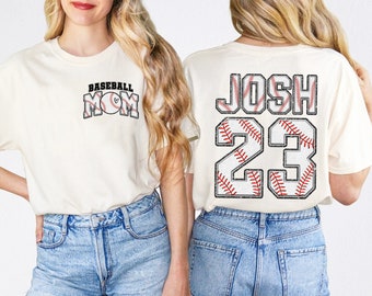 Front And Back Baseball Tshirt With Custom Number And Name, Sports Shirt, Baseball Mom Tee, Personalized Baseball Gifts, Baseball Team Shirt