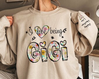 Personalized I Love Being Gigi Floral Grandma Shirt, Mothers Day Gift For Grandma, New Nana Shirt, Granny Shirt, Gigi Mimi Shirt, Nana Shirt