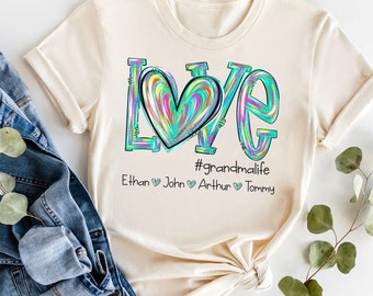 Personalized Love Grandma life Shirt, Colorful Grandma Shirt, Mother's Day Gift For Grandma, New Grandma Shirt, Gigi Mimi Shirt, Nana Shirt