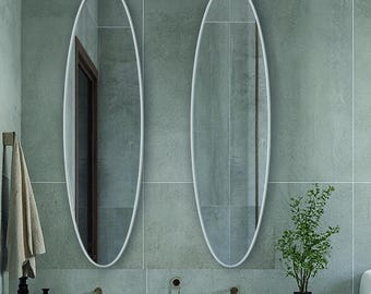 Ovale wandspiegel houten lijst, volledige lengte moderne Scandinavische minimalistische hal luxe make-upspiegel