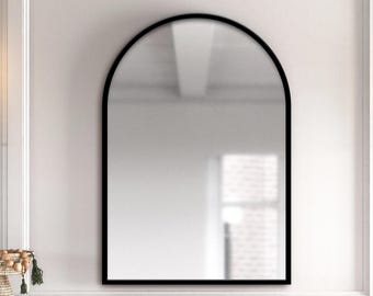 Arched Wall Wood Mirror Large – Modern Arch Bathroom Entryway Vanity Mirror – Scandinavian Home Decor
