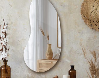 Frameless Organic Mirror, Asymmetrical Wall Mirror, Irregular Bathroom, Modern Entryway , Minimalist Vanity Decor