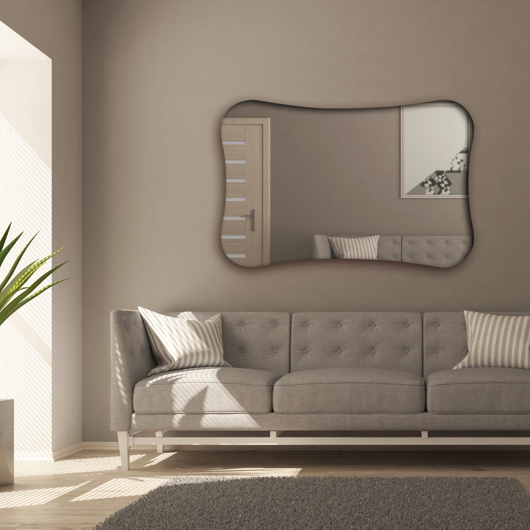 Frameless Curvy Wall Mirror Rectangle : Unframed Japandi Home Decor ...
