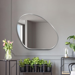 Half Round Circular Wood Wall Mirror l Semicircle Aesthetic Cut Mirror l Bathroom Entrway Mirror l Large Modern Design Chic Design Mirror