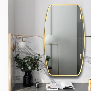 Rectangle Wood Interior Design Modern Framed Wall Mirror - Luxury Bathroom Living Room Decor - Contemporary Wall Mirror - Premium Wall Decor