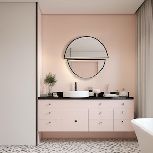 2 Half Round Decorative Modern Wall Mirror l Minimalist Mirror l Special Design Mirror Home Lovers l Bathroom Entrance Road Corridor Mirror