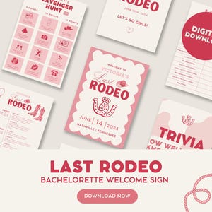Last Rodeo Western Cowgirl Bachelorette Printable Welcome Sign | Digital Download | Instant Download
