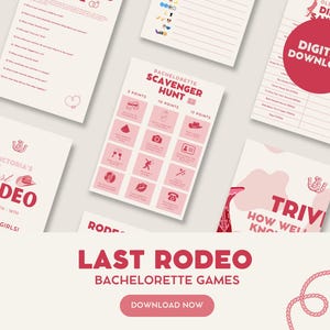 Last Rodeo Western Cowgirl Bachelorette Printable Games Bundle | Digital Download | Instant Download | BONUS: Personalized Trivia