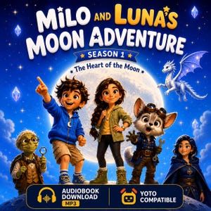 Seizoen 1 - Milo en Luna's maanavontuur - audioboek voor kinderen | Yoto-compatibele mp3 | Verhalen voor het slapengaan | Origineel verhaal en vriendelijke personages