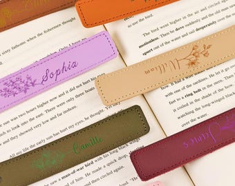 Personalized Leather Bookmark, Birth Month Flower, Reading Gift