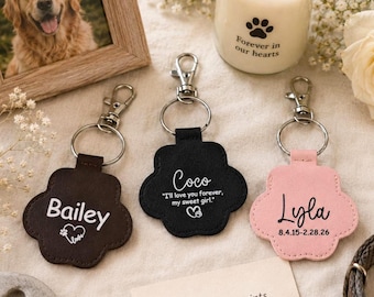 Personalized Pet Hair Keepsake Keychain, Engraved Memorial Paw Print Keepsake, Dog Cat Fur Keyring, Pet Memorial Gift, Gift for Pet Lovers
