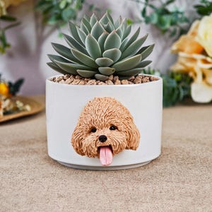 Jardinière personnalisée pour portrait d'animal de compagnie, pots de fleurs en céramique, chien chat maman cadeau fête des pères, photo gravée comme décoration de bureau, hommage à la perte d'un animal de compagnie