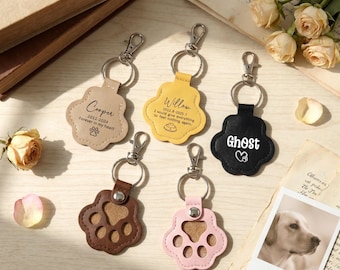 Custom Dog Hair Keepsake Keychain, Pet Loss Remembrance, Paw Print Leather Pouch, Pet Fur Storage Charm, Pet Loss Gift, Pet Sympathy Gift