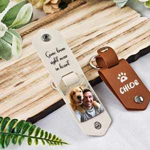 Personalized Dog Cat Photo Name Leather Keychain,Custom Photo Dog Keychain,Pet memorial Key Chain,Dog Memorial Gift,Gift for Dog Lover