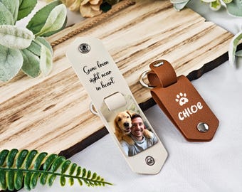 Personalized Pet Photo Leather Keychain, Pet Memorial Keychain, Dog Cat Keepsake, Dog Remembrance Gift, Pet Memorial, Gift for Dog Lover