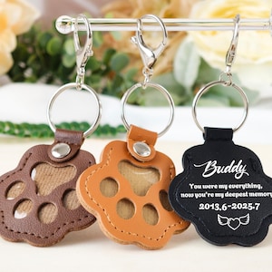Custom Pet Fur Keepsake Leather Pouch,Memorial Keychain for Dog Hair,Pet Dog Hair Keychain with Name,Pet Remembrance Keychain,Sympathy Gift