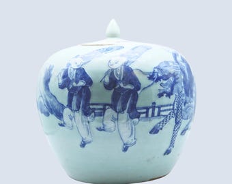 中国のアンティークの青と白の龍の模様の蓋付き壺 陶器の壺 龍模様 中国陶磁器　明　青白磁 - 日本 Etsy 工芸品