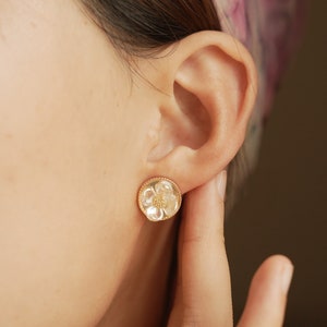 Gold Petal Pearl Earrings Everyday Wear Best Friend Anniversary Mother’s Day Love Gift XX19E