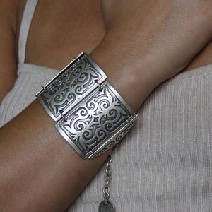 Adjustable Silver Cuff Bracelet: Handmade Boho Ethnic Jewelry