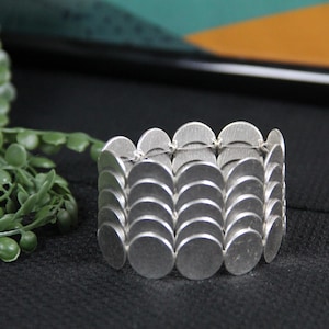 Cuff Bracelet for women Silver Bracelet for birthday unique gift idea elastic cuff boho style Jewelry Boho Statement cuff Chunky wear