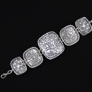 Engraved Large Silver Bohemian Bracelet for Women , Adjustable Silver Vintage Bracelet , Ethnic Large Jewelry , Gothic Statement Jewelry