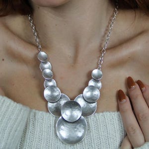 Handmade Silver Statement Necklace: Silver Bold Jewelry
