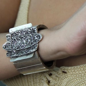 Cuff Chunky Silver for everyday ethnic jewelry unique handmade silver bracelet for women gift idea vintage style bracelet boho chic cuff