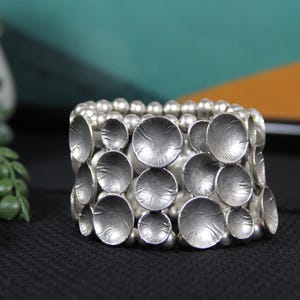 Cuff Silver Bracelet Handmade Silver Bead Bracelet gift idea for her Statement Jewelry Chic Style unique boho Chunky Cuff Bracelet