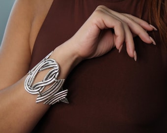Chunky Silver Cuff Bracelet - Handmade Bohemian Statement Jewelry