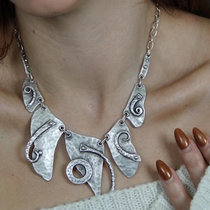 Geometric Statement Necklace: Silver Boho Chic Jewelry