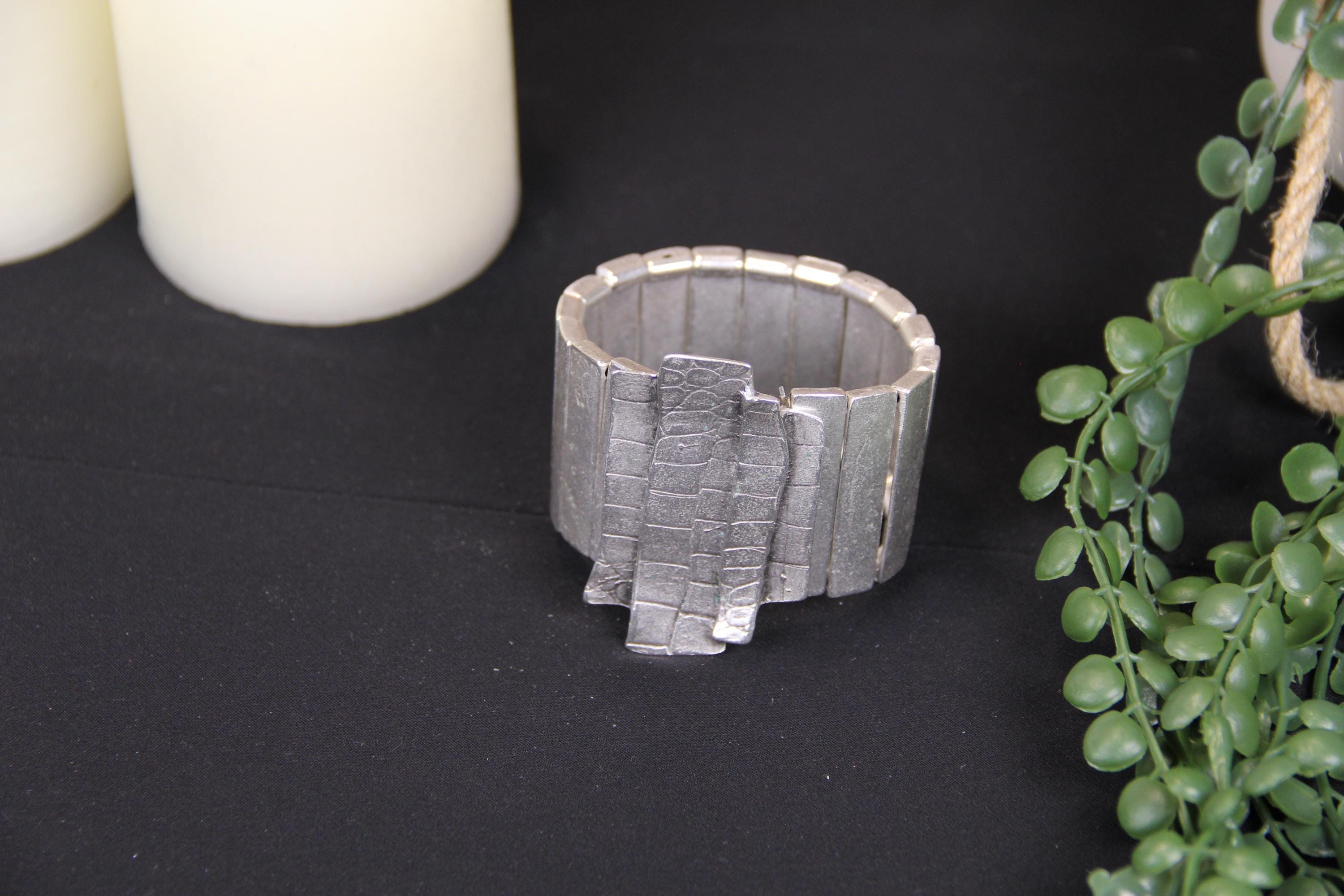 Handmade Chunky Silver Cuff Bracelet: Boho Chic Style Statement Jewelry