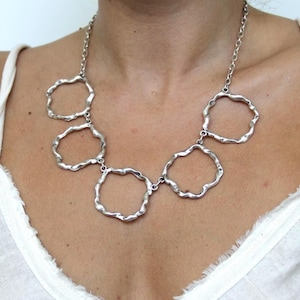 Handmade Silver Hoop Necklace: Minimalist Chic Jewelry
