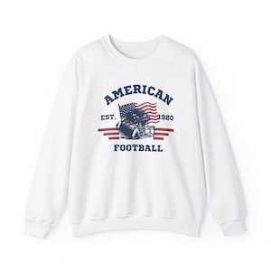 American Football USA Flag Sweatshirt, Football Helmet Pullover, Sports Fan Gift, Game Day Apparel, Gildan 18000